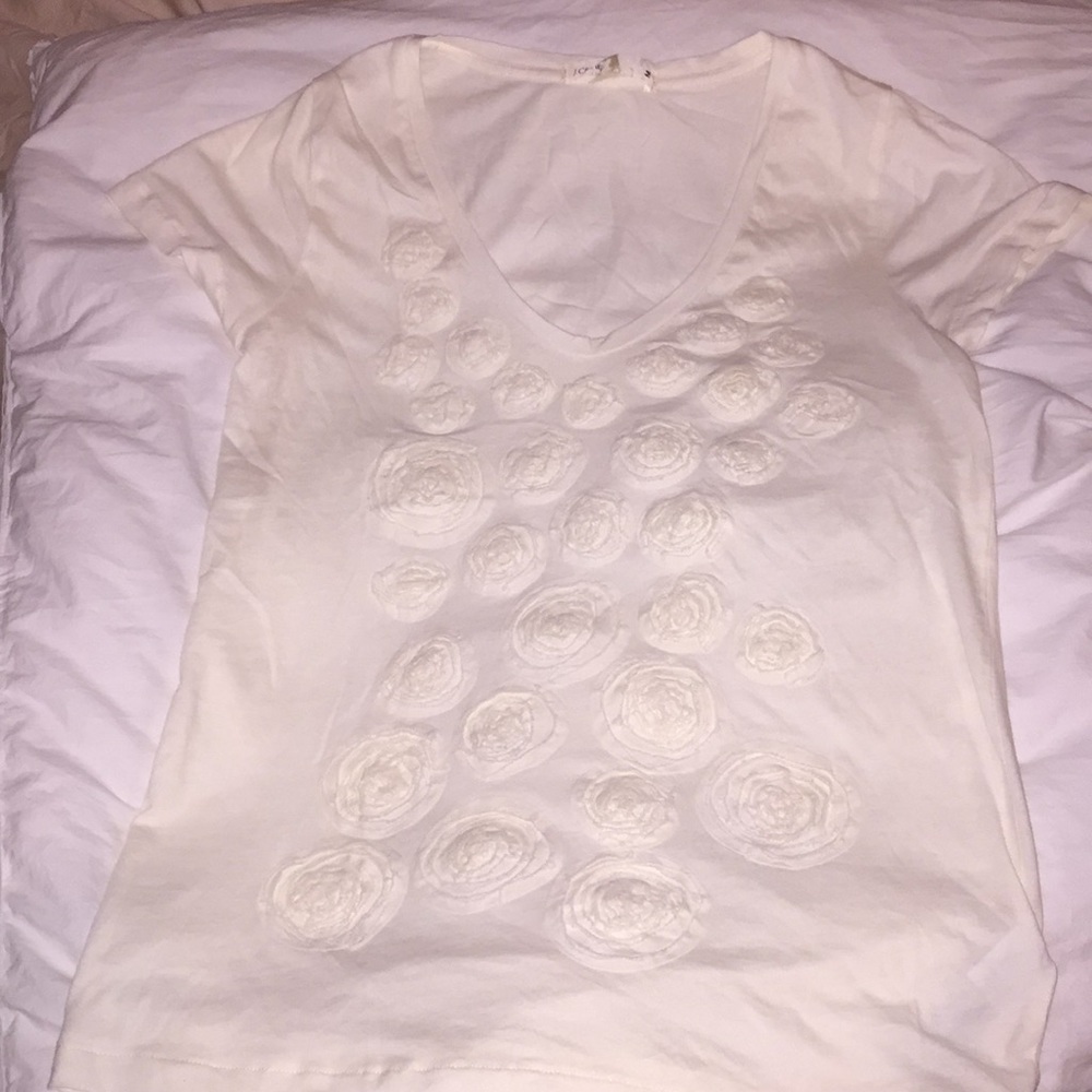 J Crew Medium off white check T-shirt flowers